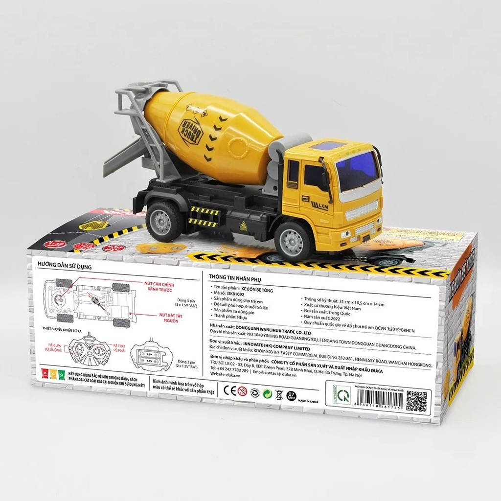 Đồ Chơi DUKA: Xe Bồn Bê Tông - Điều Khiển Từ Xa DK81092