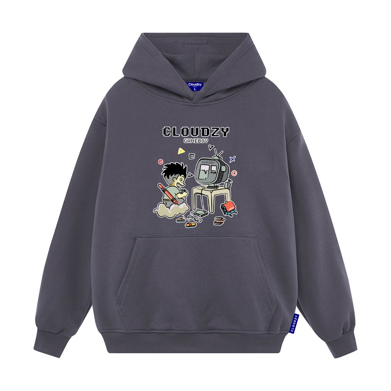 Áo hoodie nữ form rộng nam local brand unisex cặp đôi nỉ ngoại cotton có mũ xám đen dày cute zip CLOUDZY GAMEBOY