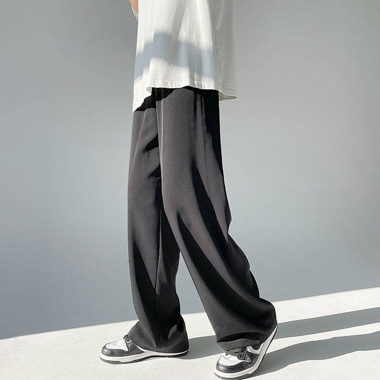 Summer Thin Ice Silk Leisure Wide-Leg Pants Men and Women Hong Kong Style Advanced Draping Effect Loose All-Match Cold Mop Pants OWuP