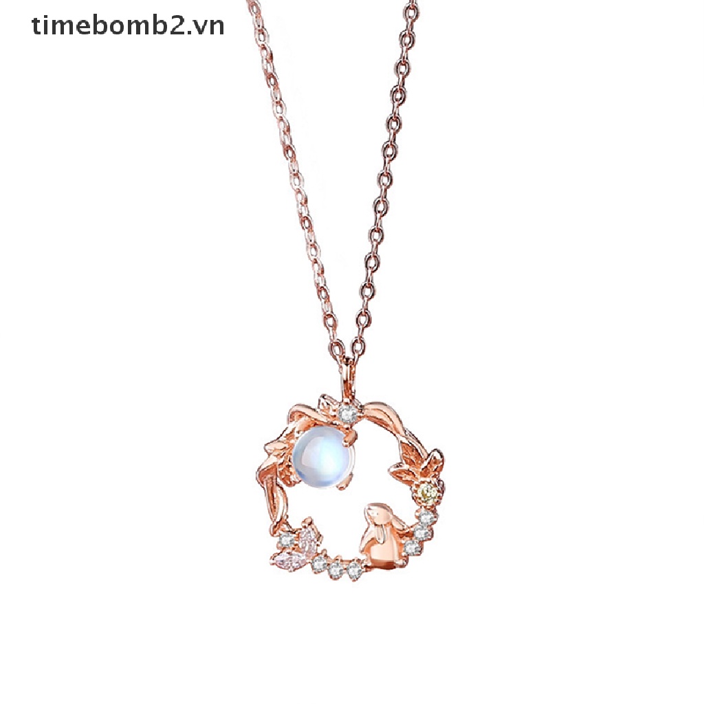 {Mới} Vòng cổ Mặt Hình Thỏ Dễ Thương Thiết Kế Niche Phong Cách Trung Hoa Cổ Điển Đính Đá Mặt Trăng Trang Trí Xương Cá