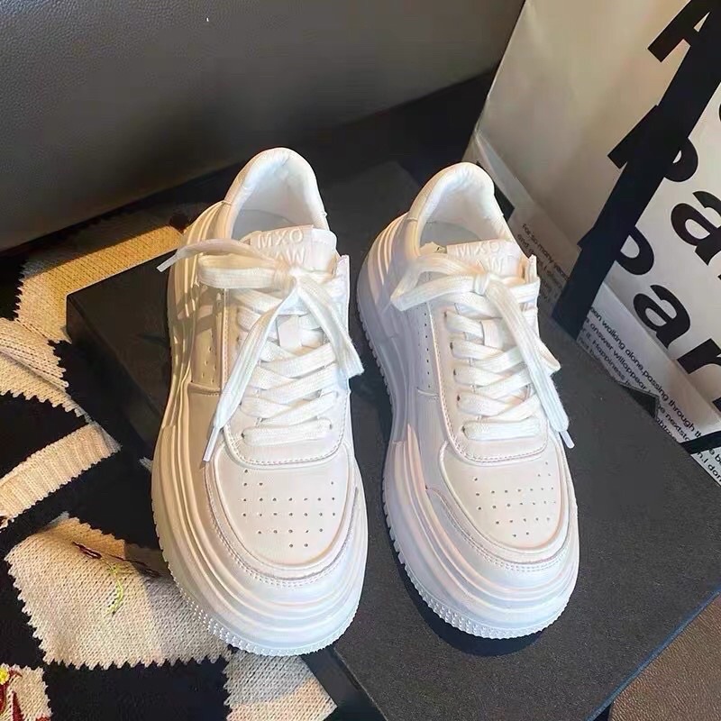 Giày thể thao nữ đế độn 5cm STO Full trắng cao cấp Giày thể thao tăng chiều cao phong cách