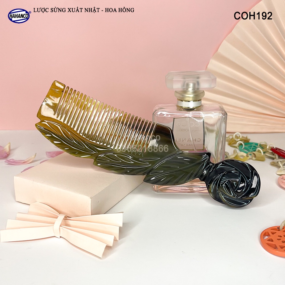 Lược Sừng Vân Nưa Hoạ Tiết Hoa Hồng HAHANCO (Size:XL-20cm) Mẫu Cao Cấp Siêu Đẹp- COH192