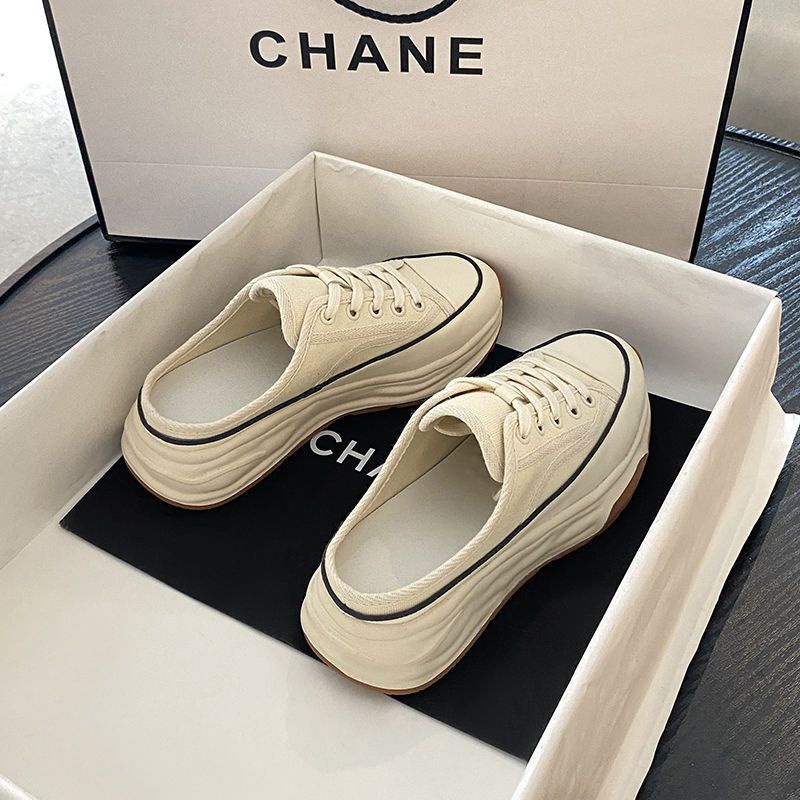 Dép Bít Mũi Vải Canvas Đế Dày Tăng Chiều Cao Thời Trang Mùa Hè Hàng Mới 2023 SH3782