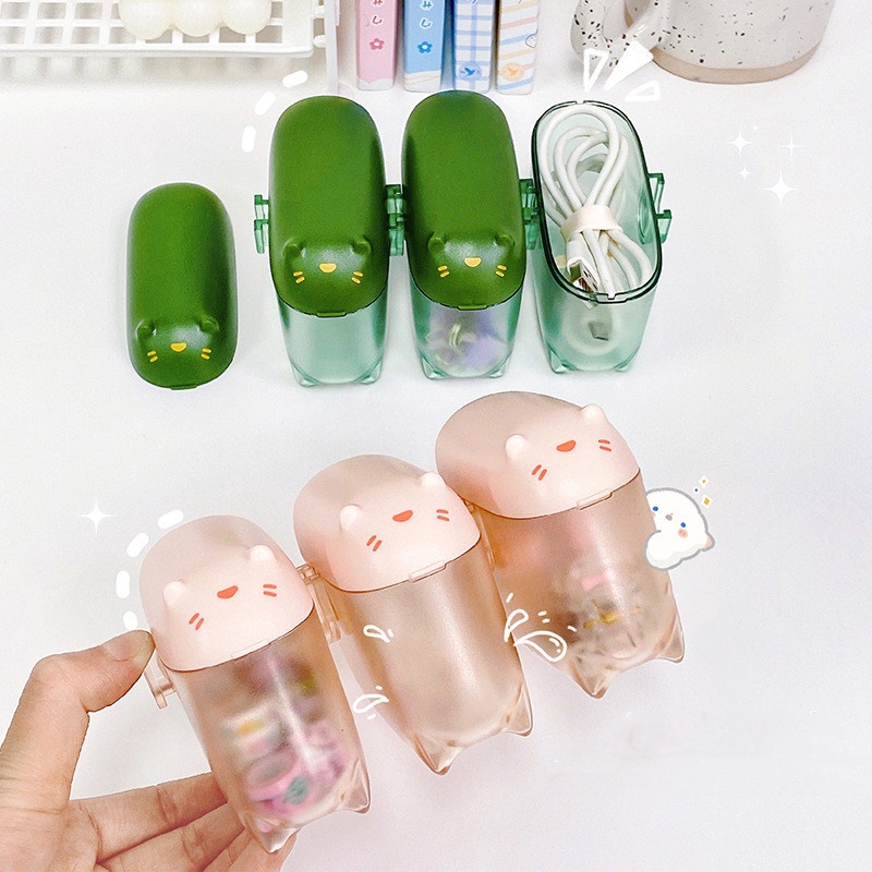 Hộp Đựng Dây Cáp Dữ Liệu / Tai Nghe Hình Mèo Dễ Thương Chống Bụi Tiết Kiệm Không Gian