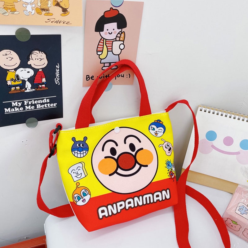 Túi đeo vai IQ ANGELbằng vải canvas trọng lượng nhẹ in họa tiết hoạt hình dễ thương thời trang cho bé trai bé gái