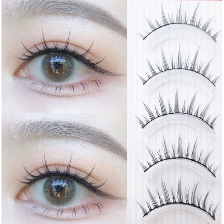 miumiuaLông Mi Giả Tự Nhiên 5 Cặp Mềm Nhẹ Tái Sử Dụng Nhiều Lần Thuỷ Mi