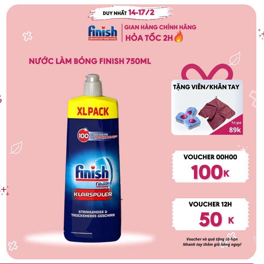 Nước làm bóng chén bát Finish 750ml - nhập khẩu EU, giúp bát đĩa sáng bóng, khô nhanh hơn, tăng khả năng chống va đập