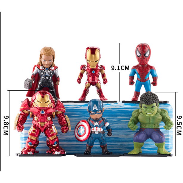 Bộ 6 Nhân Vật Avenger Mini Để Bàn- Bộ Sưu Tập Mô Hình Nhân Vật Siêu Anh Hùng Marvel - Mô Hình Đồ Chơi