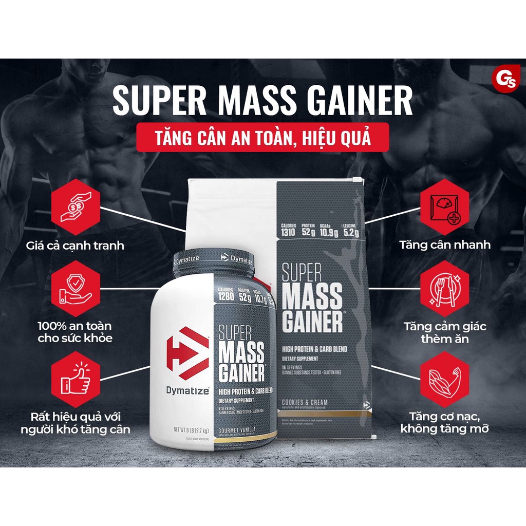 Sữa tăng cân, tăng cơ Dymatize Super Mass Gainer, 12 Lbs  nhập khẩu Mỹ - Gymstore