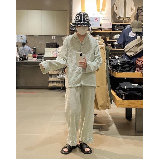 𝐚𝐬𝐡𝐞𝐱𝐢𝐧𝐜𝐡𝐚𝐨:  pyjama caro, bộ đồ ngủ nữ caro thô cotton dáng suông rộng