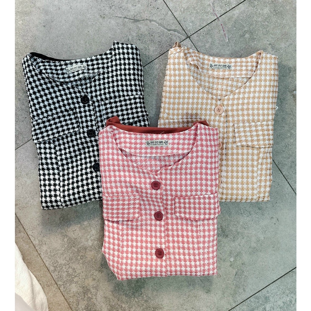 sét bộ váy dạ dập ly phối áo kiểu đính nút ngắn tay hot