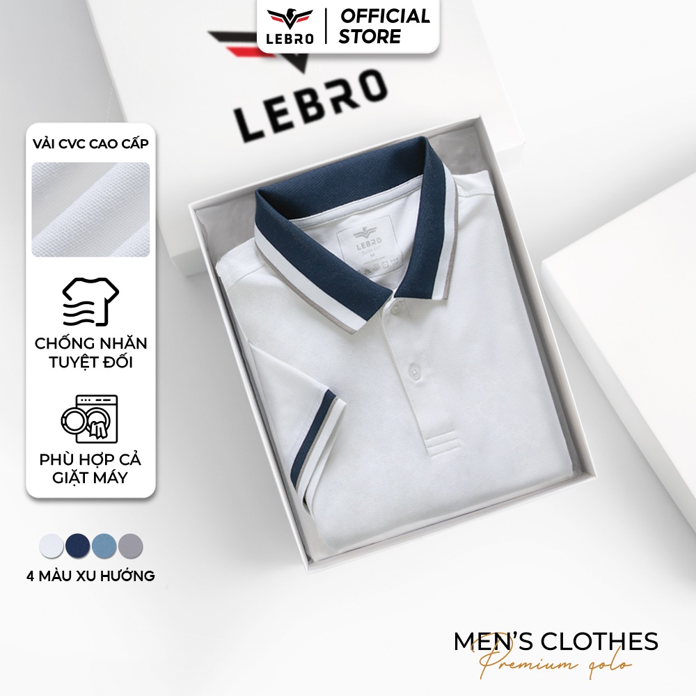 Áo polo nam có cổ ngắn tay ( 4 màu) LEBRO chất liệu Cotton CVC, thấm hút mồ hôi co giãn đa chiều TPL23-06