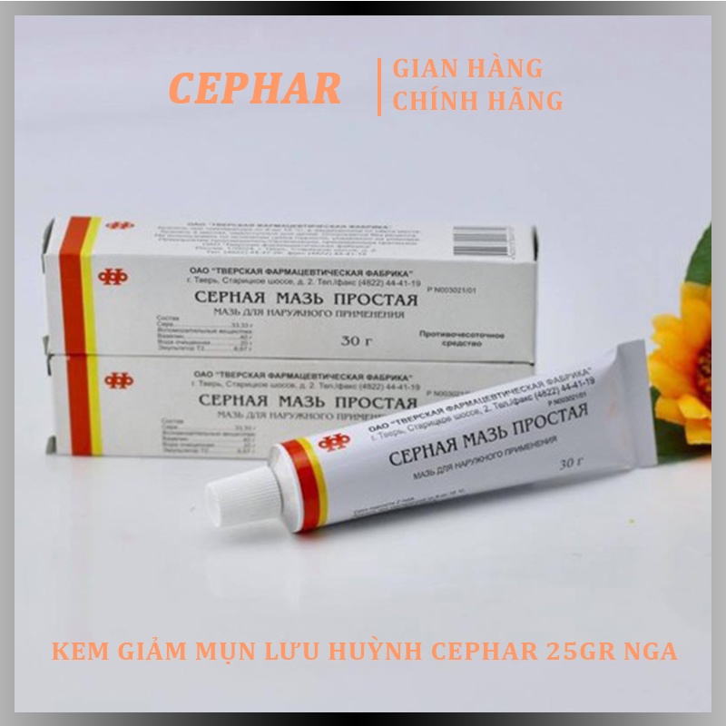 Kem Hỗ Trợ Giảm Mụn Lưu Huỳnh Cephar Của Nga 30gr - Chấm Mụn Bọc, Mủ, Trứng Cá, Lấy Sạch Bã Nhờn Hiệu Quả