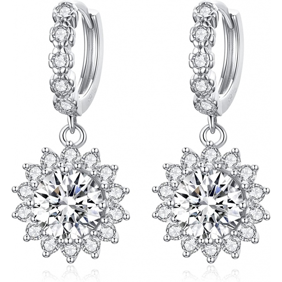 Kim Cương Nhân Tạo Moissanite (6.5mm-8mm)S925,Bông Tai Bạc 925 Đính Kim Cương Nhân Tạo Màu Sắc Lý Tưởng 1-2CT Moissanite Cho Nữ,DF Color,đá có thể vượt qua bút kim cương