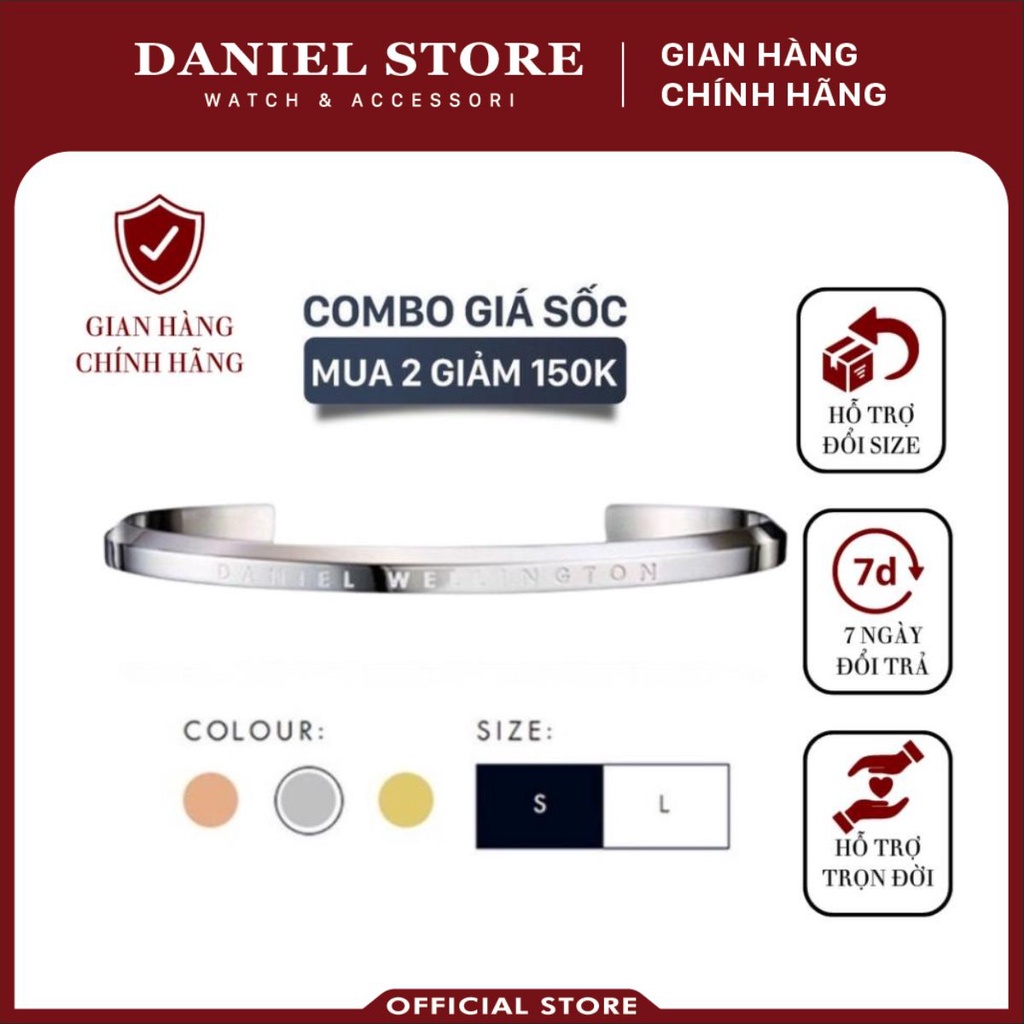 Vòng Tay Daniel Welington Classic Cuff V1 Silver DW Chính Hãng - Daniel Store