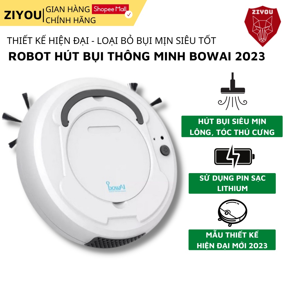 Robot Hút Bụi Lau Nhà Thông Minh Ziyou Bowai 2023 Lực Hút Mạnh Làm Sạch Sàn Bụi Mịn, Pin sạc