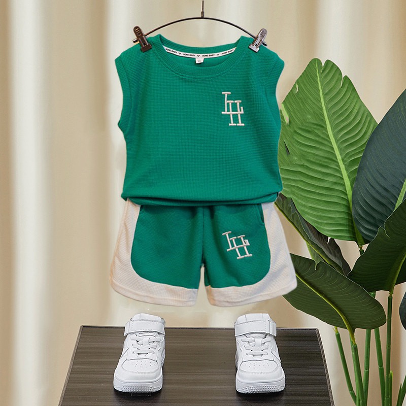 Đồ Bộ Bé Trai Sát Nách In Chữ L.H Cao Cấp, Quần Áo Hè Cho Bé Từ 7-28kg - MOOBABY SHOP