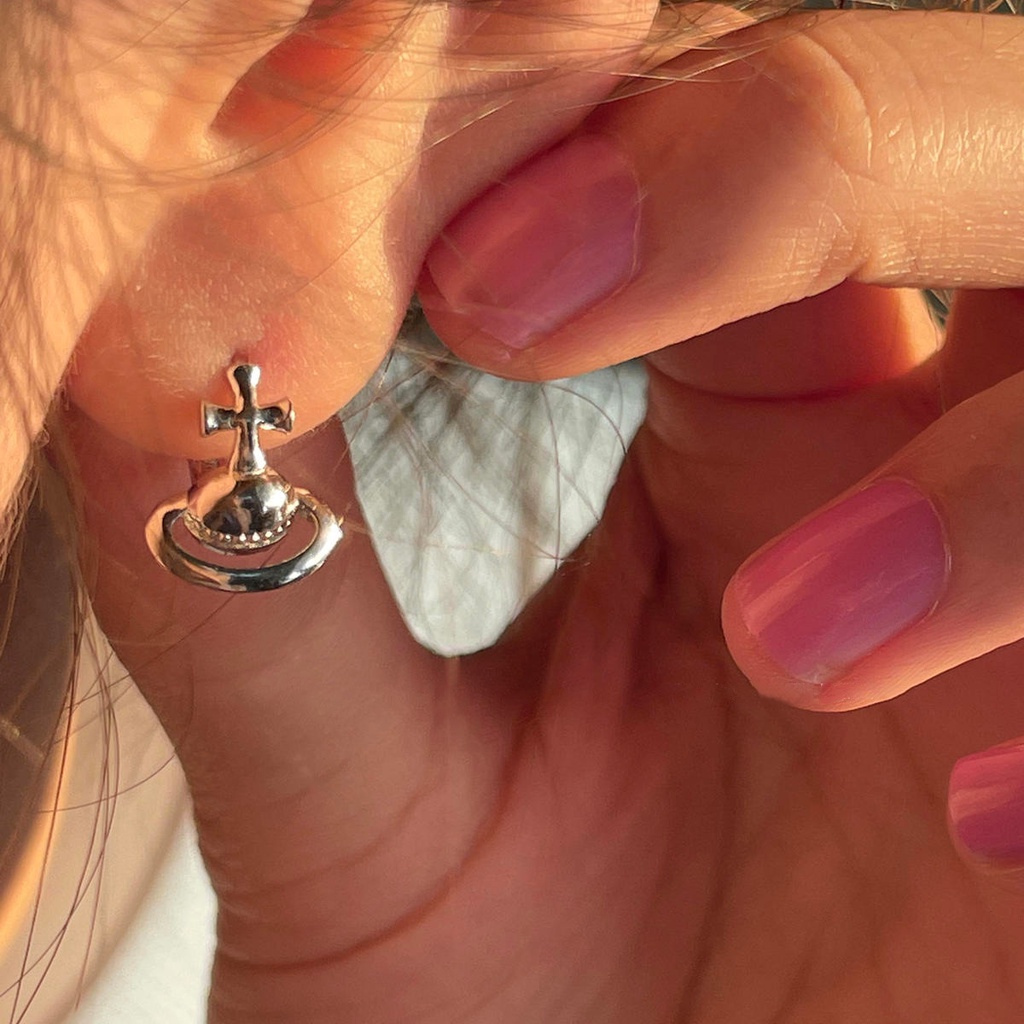 Bông Tai Hình Chữ Thập / Hành Tinh Màu Sắc Cổ Điển Phong Cách Hàn Quốc Thời Trang Cho Nữ