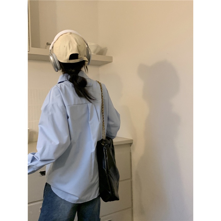Áo Sơ Mi Trắng Tay Dài Có Khóa Kéo Dáng Rộng Kiểu Pháp Thời Trang Mùa Xuân Cho Nữ