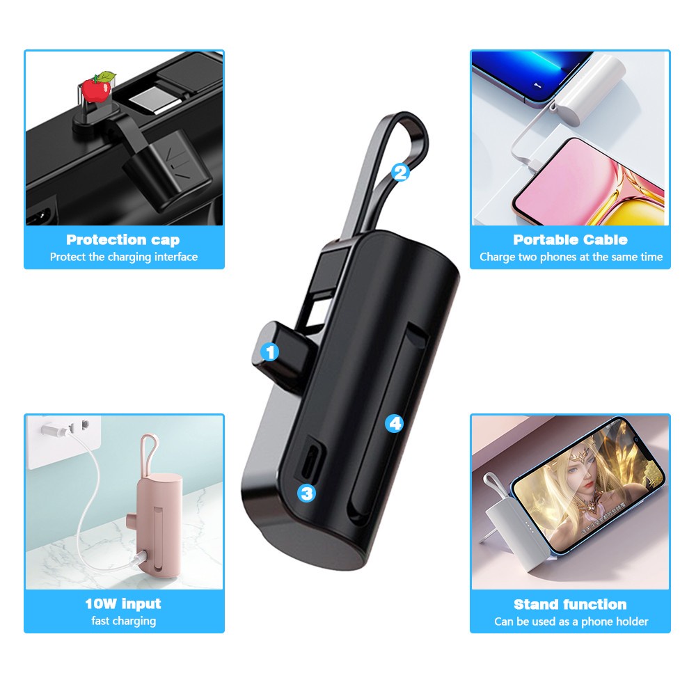 Sạc Dự Phòng Không Dây Mini Có Đèn LED