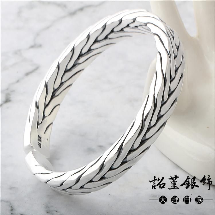 Vòng Đeo Tay Bạc 9999 Dạng Xoắn Bằng Vải Dệt Cao Cấp Phong Cách Thái Lan