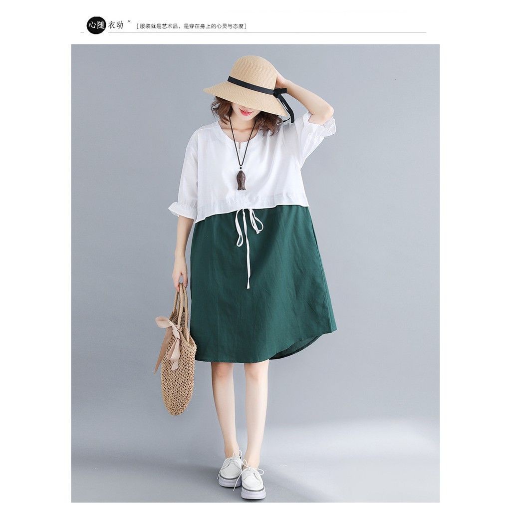 Váy big size đầm bigsize phom che bụng có dây cột eo siêu xinh trẻ trung hiện đại - Có ảnh thật