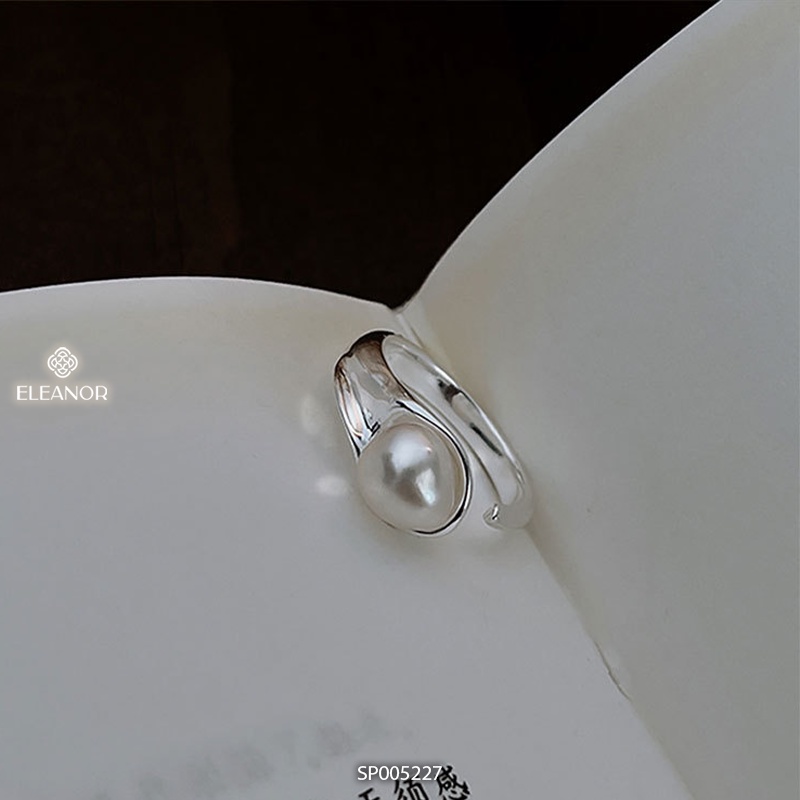 Nhẫn nữ hở bạc 925 Eleanor Accessories ngọc trai nhân tạo phụ kiện trang sức basic 5227