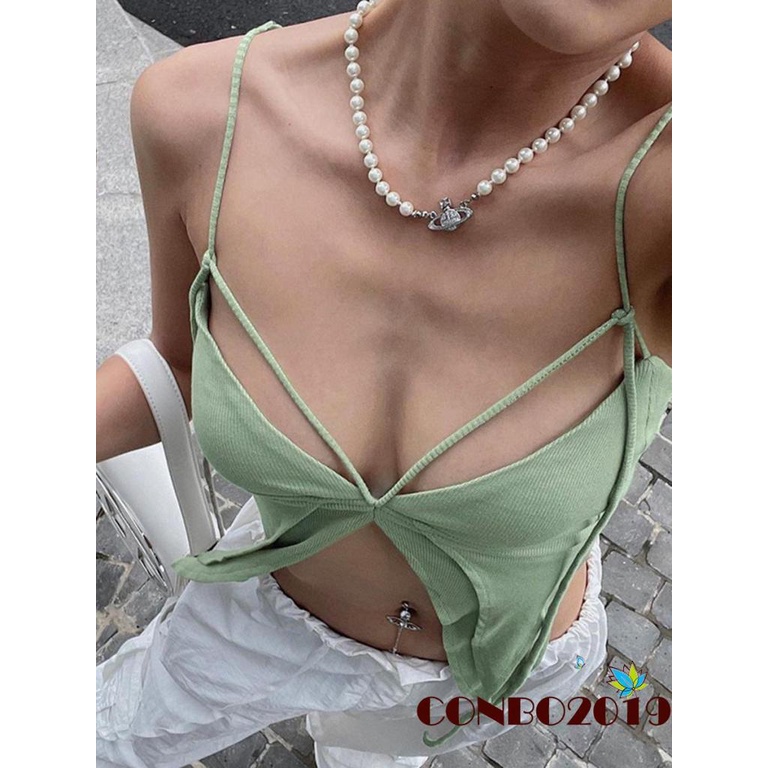 Áo Croptop Sát Nách Hở Lưng Màu Sắc Thời Trang Mùa Hè Cho Nữ