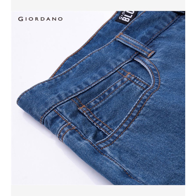 Quần jean denim giặt GIORDANO 18113902 năm túi cạp vừa cho nam