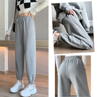 Quần ống rộng chất tổ ong waffle dày dặn quần thể thao jogger dáng rộng unisex ulzzang