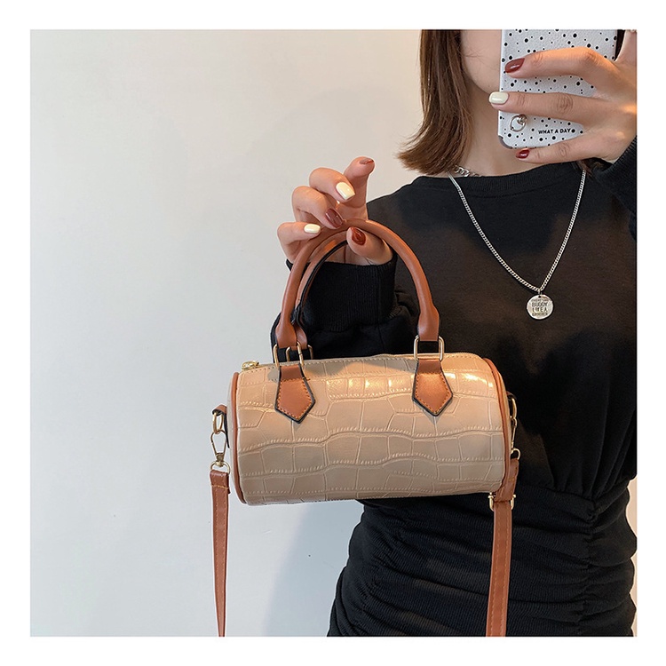 Túi Xách Đeo Vai Kiểu Xi Lanh Màu Tương Phản Thời Trang Hàn Quốc 2023 Cho Nữ