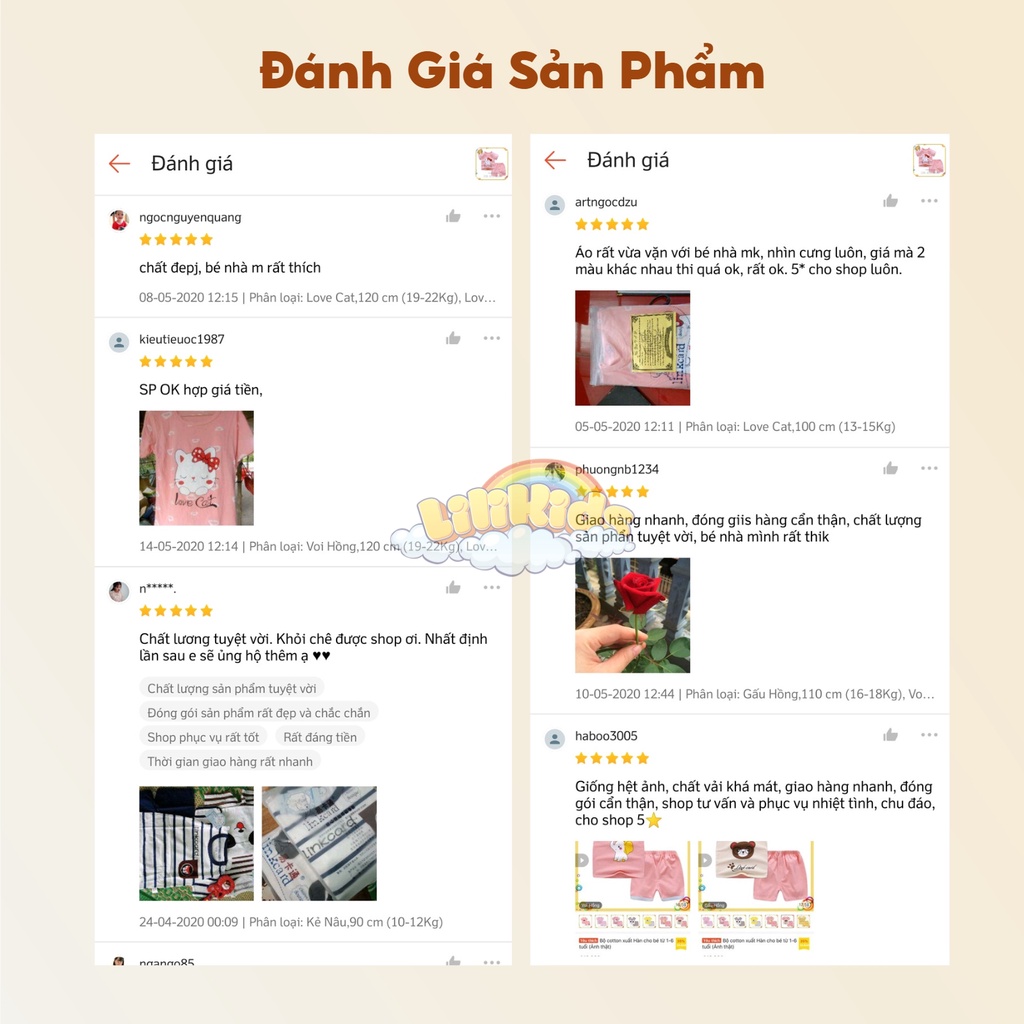 Bộ quần áo bé gái LiLiKids chất cotton thoáng mát, thấm hút mồ hôi cực tốt hình họa tiết dễ thương cho bé từ 7-19Kg