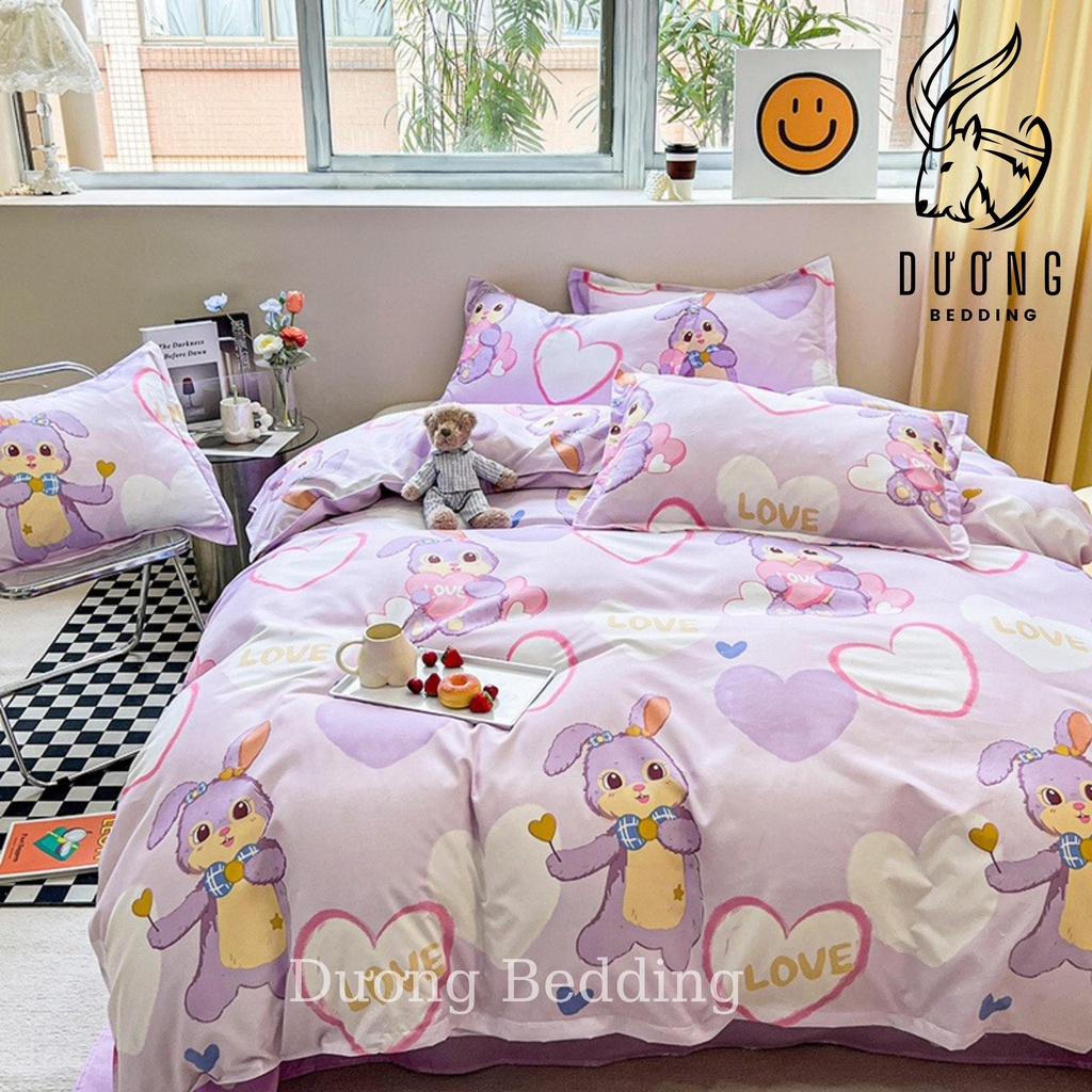 Bộ chăn ga gối cotton poly, bộ chăn ga gối 4 món đầy đủ kích thước mẫu mã