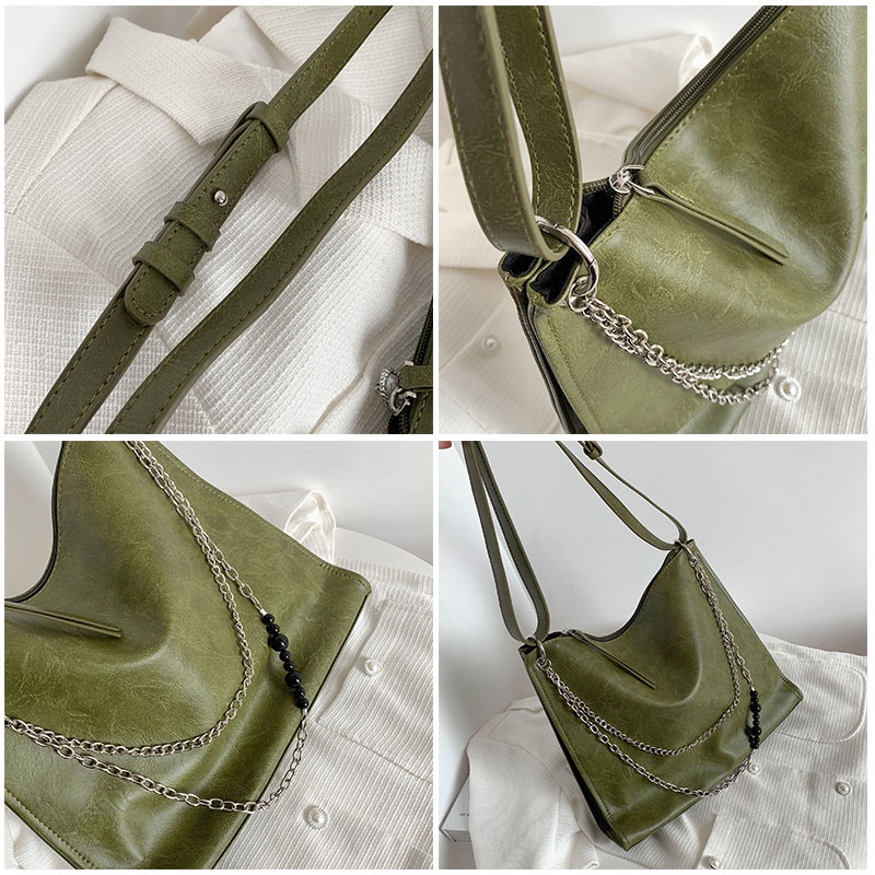 Mischa Túi Đeo Vai Da PU Màu Trơn Sức Chứa Lớn Dễ Phối Đồ Thời Trang Cao Cấp