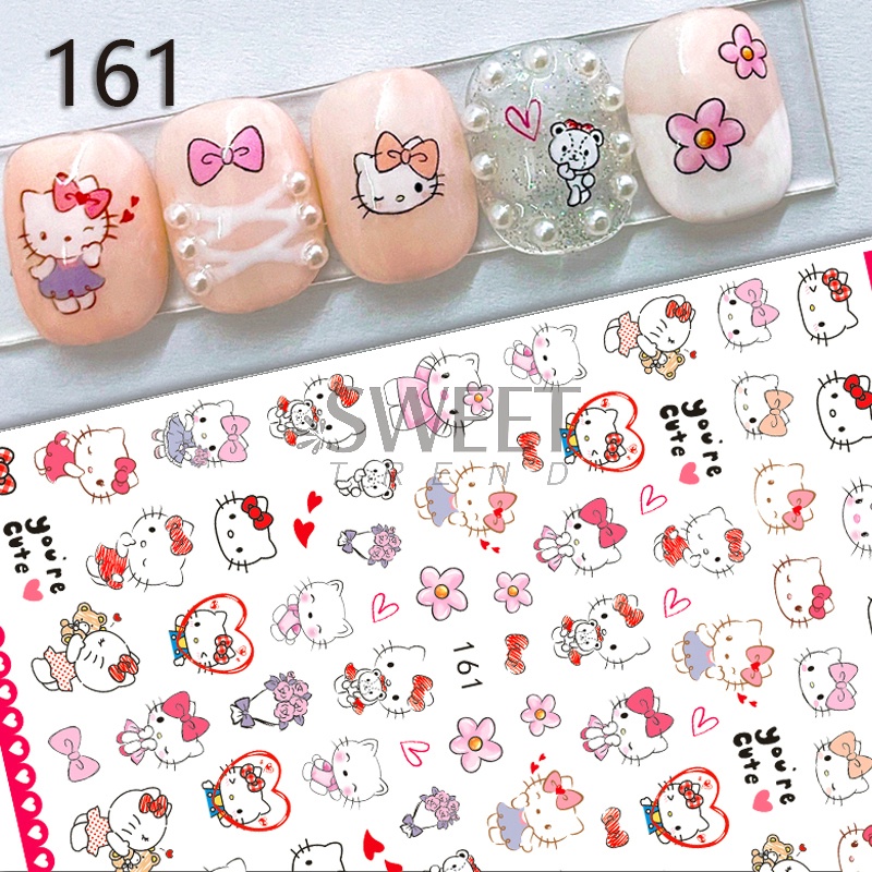 Miếng dán trang trí móng tay 3D STZPRONAIL hình mèo dễ thương xinh xắn DIY