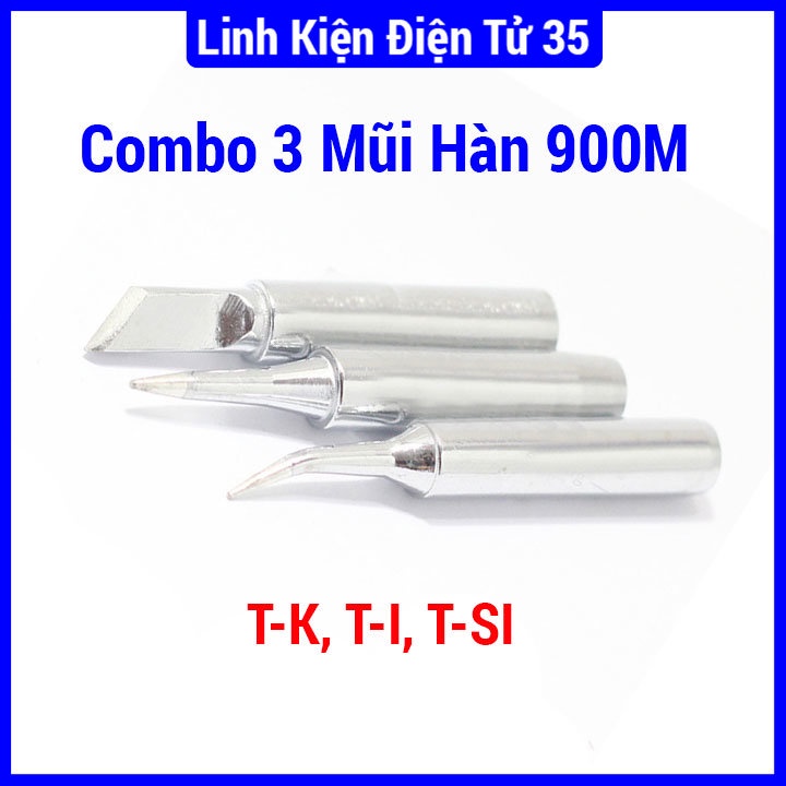 ComboBộ 3 mũi hàn 900M đồng dành cho các loại trạm hàn hakko, tay hàn tq936, làm từ thép không gỉ, độ chống oxi hóa cao