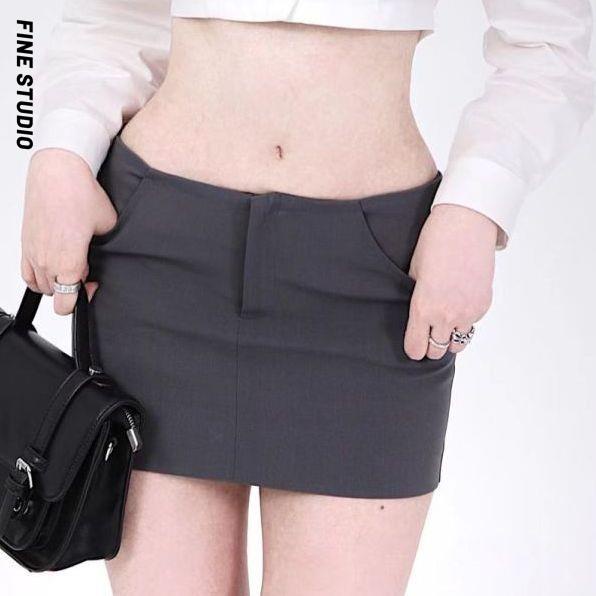 Chân Váy Ngắn Dáng Chữ a Lưng Thấp Thời Trang Xuân Thu 2023 Phong Cách Mới Quyến Rũ Cho Nữ