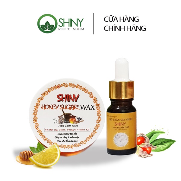 Combo Sáp wax lông Shiny + Mỡ trăn nguyên chất Shiny 10ml siêu tiết kiệm tặng kèm giấy và que wax