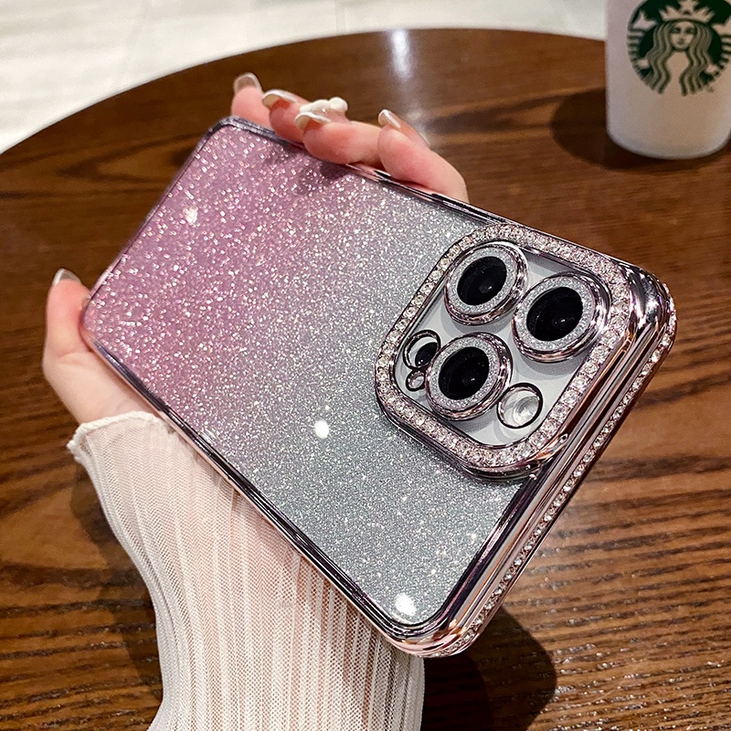Ốp Điện Thoại iPhone 14 13 12 Pro max 14 plus case ốp lưng điện thoại i phone 14 13 12 promax Dẻo Mạ Kim Cương Lấp Lánh Sang Trọng Chống Sốc Bảo Vệ camera Cho iP 12 13 14 Pro max 14plus