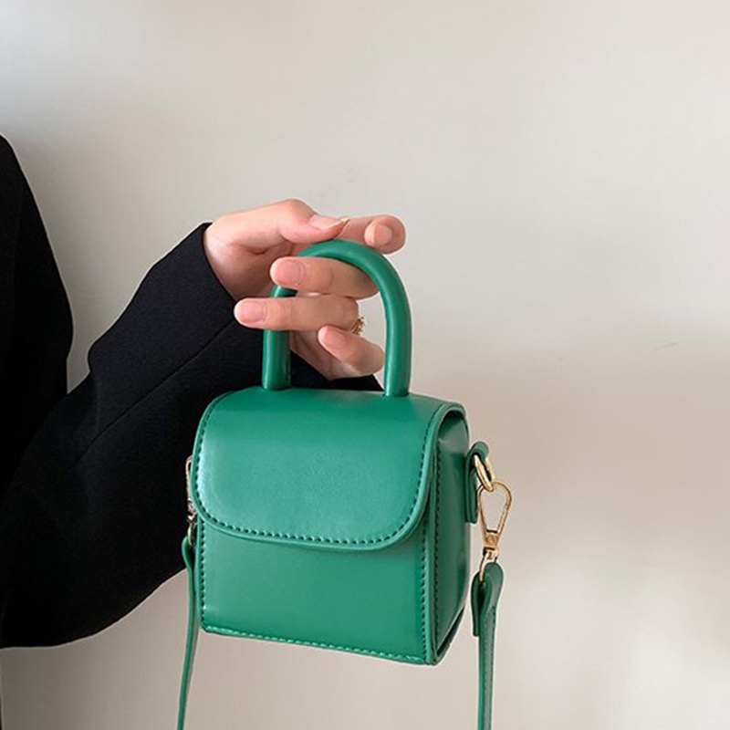 Túi Đeo Vai Khóa Nam Châm Màu Trơn Nhỏ Gọn Đa Năng Thời Trang Cho Nữ