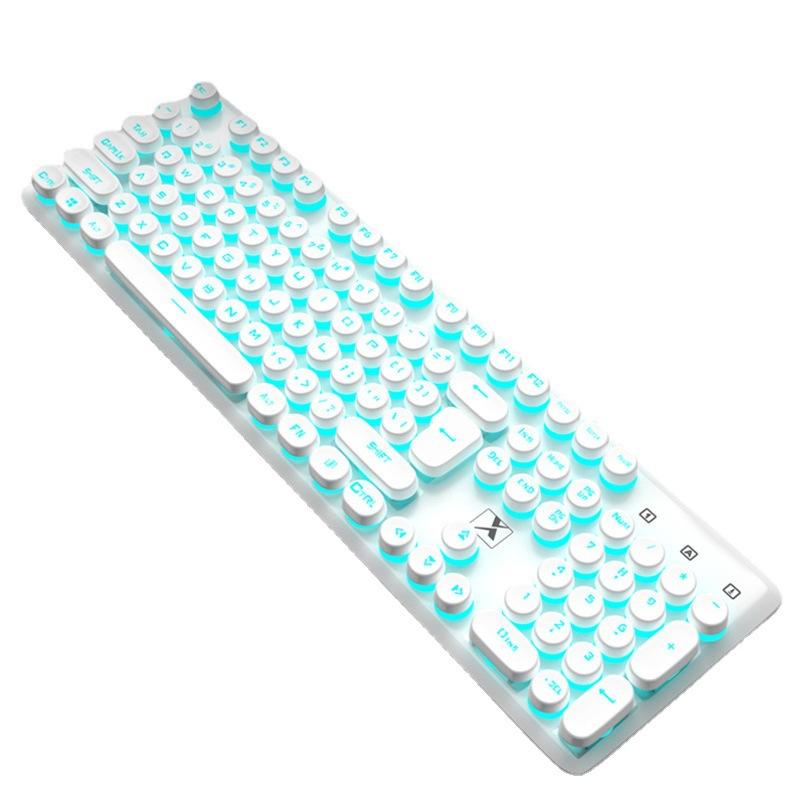Bộ Bàn Phím Cơ Và Chuột K620 Có Dây Hình Tròn Màu Hồng Phong Cách Retro