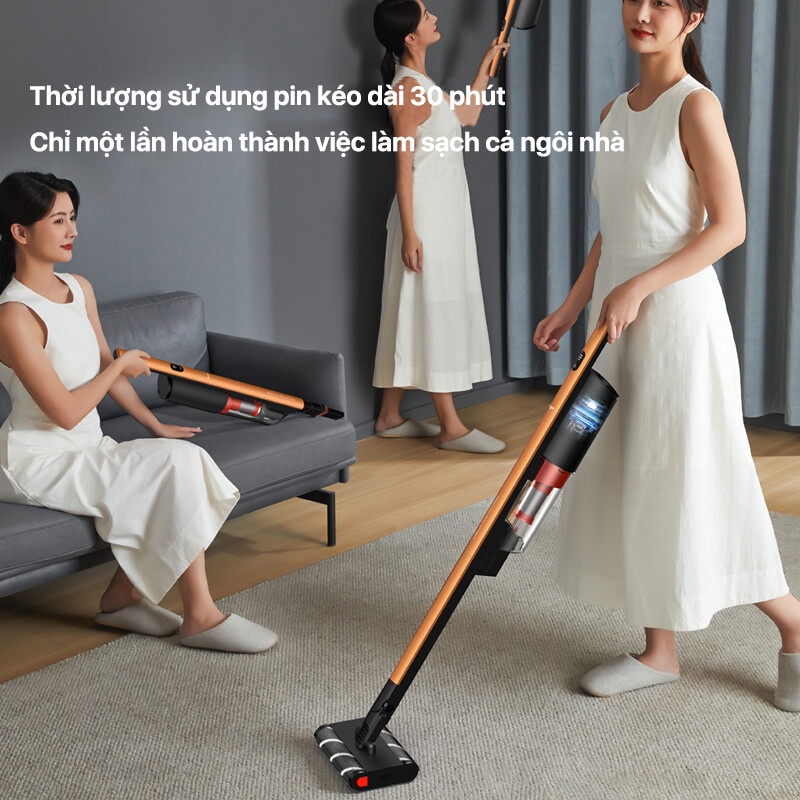 Máy hút bụi không dây DEERMA  VC31 -lực hút mạnh 15000pa , điều khiển 360 độ,trang bị giá đỡ treo tường