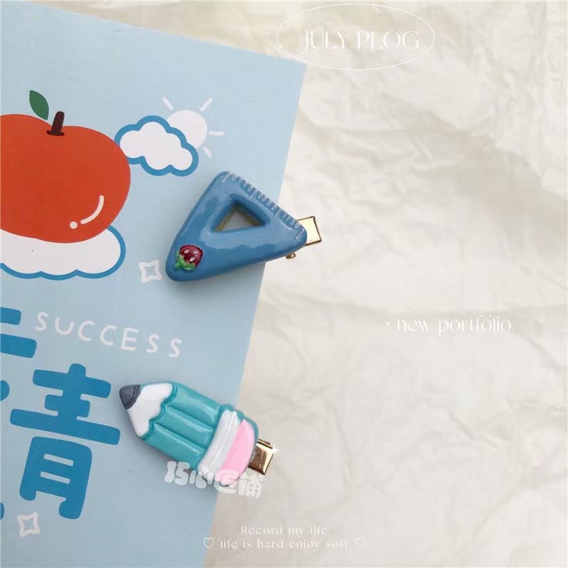 Kẹp Tóc Kiêm Thước Kẻ Họa Tiết Hoạt Hình Phong Cách Hàn Quốc Xinh Xắn Cho Bé