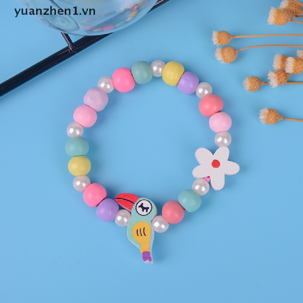 Set 3 Vòng Tay Chuỗi Hạt Đính Hình Hoa Và Chim Dễ Thương Cho Bé