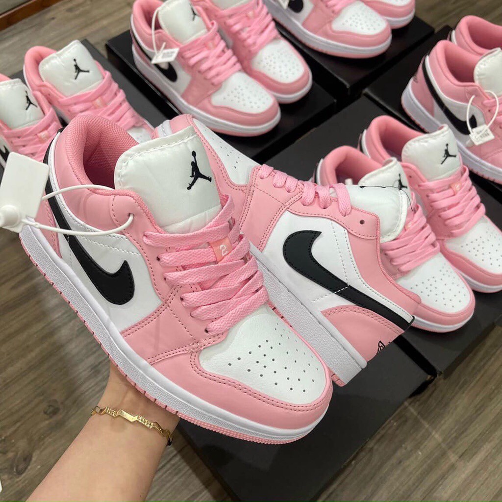 Giày Jordan Cổ Thấp Nam Nữ, Giày Sneaker JD1 Hồng Đen Cổ Thấp Thời Trang Cao Cấp Hottrend nhẹ êm