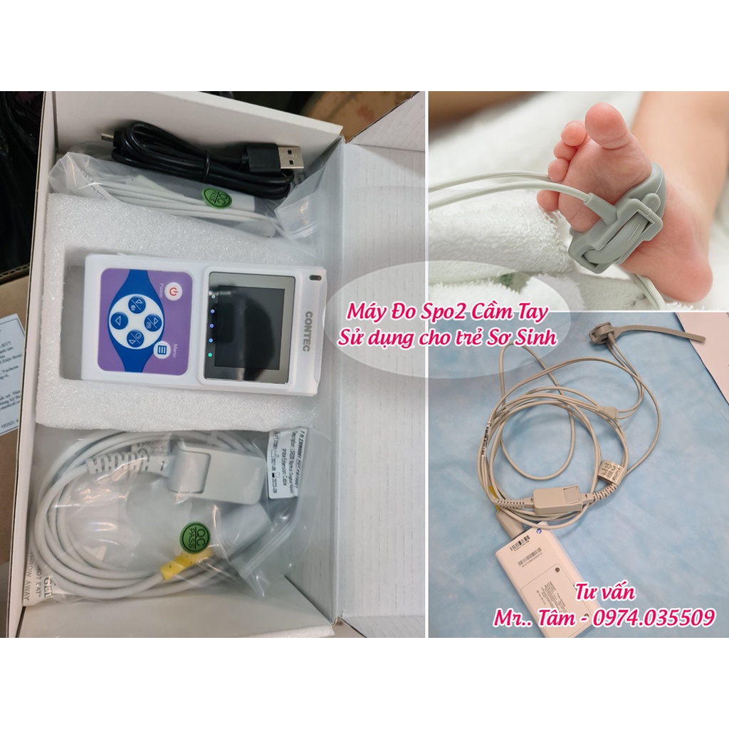 Máy S.P.O.2 th.e.o dõi n.ô.ng độ o.xy tr.o.ng m.áu và nhị.p th.ở CMS60D - Đo cho Trẻ Sơ Sinh