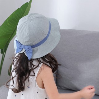 Mũ vải vành miller màu xanh rêu viền nơ xanh dương