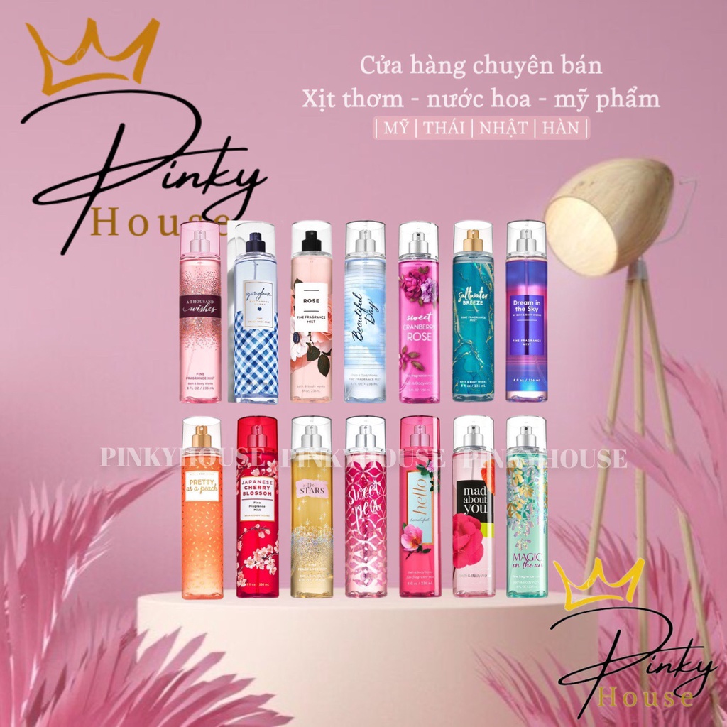 ( NEW ALL mùi 2022 ) Xịt thơm toàn thân Body Mist Bath and Body Works ( AUTHENTIC -FULL ) 236ml FULL -Freeship