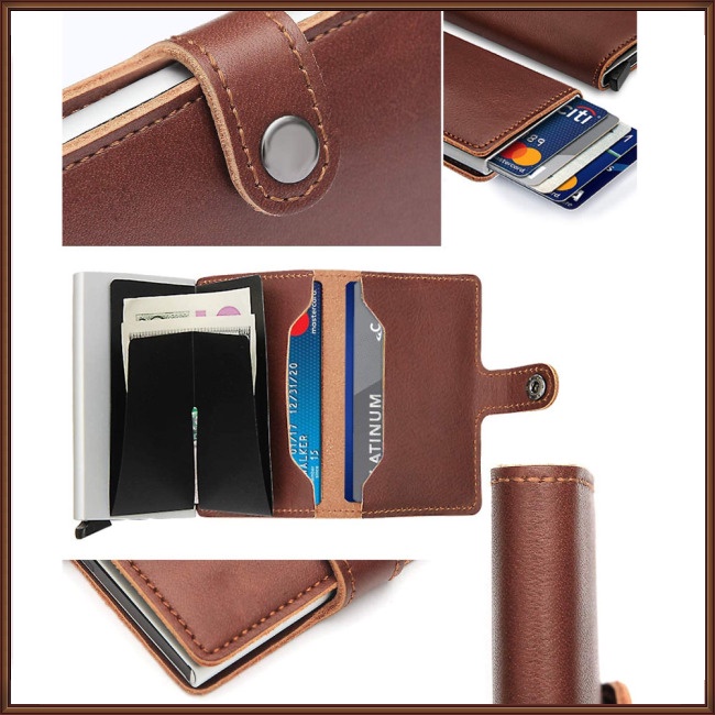 Ví Đựng Thẻ Tín Dụng Bật Lên Tự Động Chống Trộm Rfid Sự Bảo Vệ