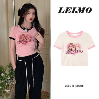 Áo Thun croptop Tay Ngắn Kiểu Dáng Dễ Thương Xinh Xắn Cho Nữ